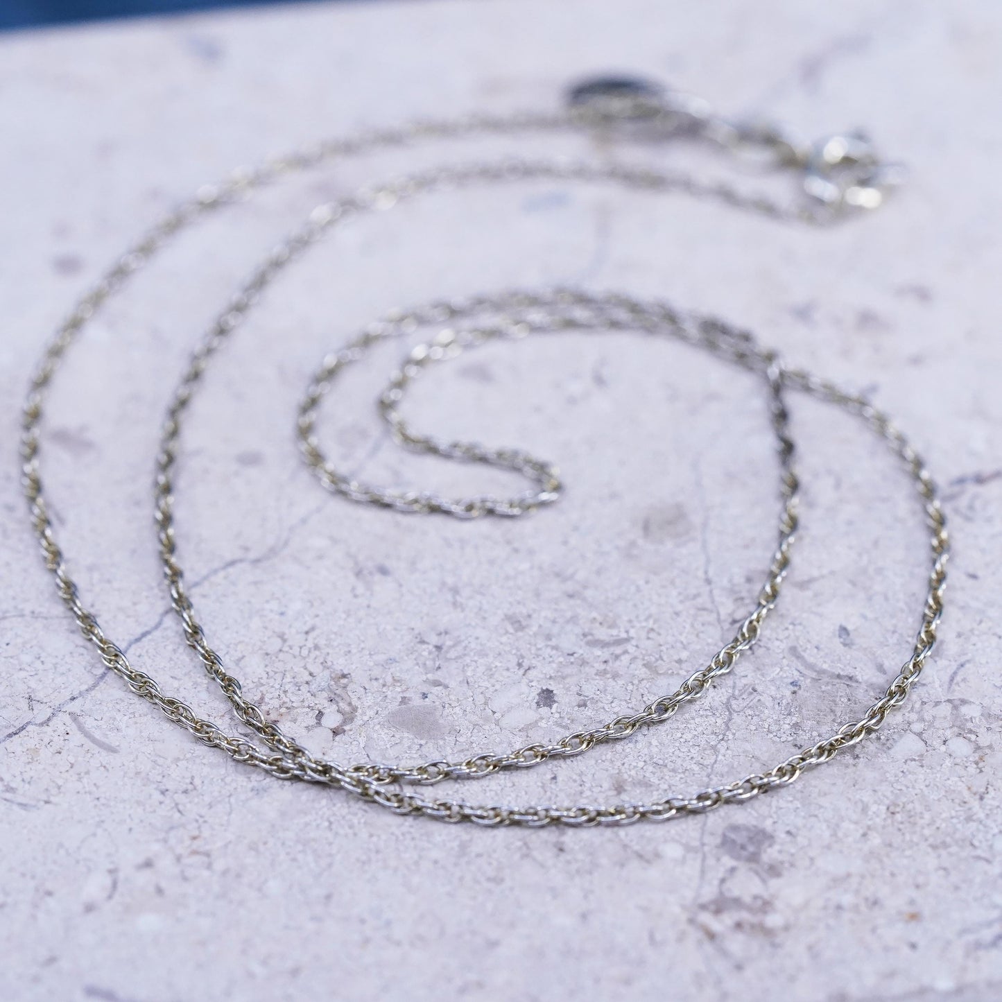 18" 1.6mm, vintage Stauer Sterling silver necklace, 925 Singapore rope chain
