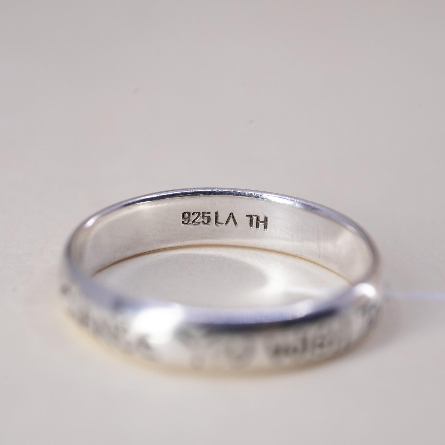 Size 8, sterling silver ring, 925 quote band, "you wish to see world be change"