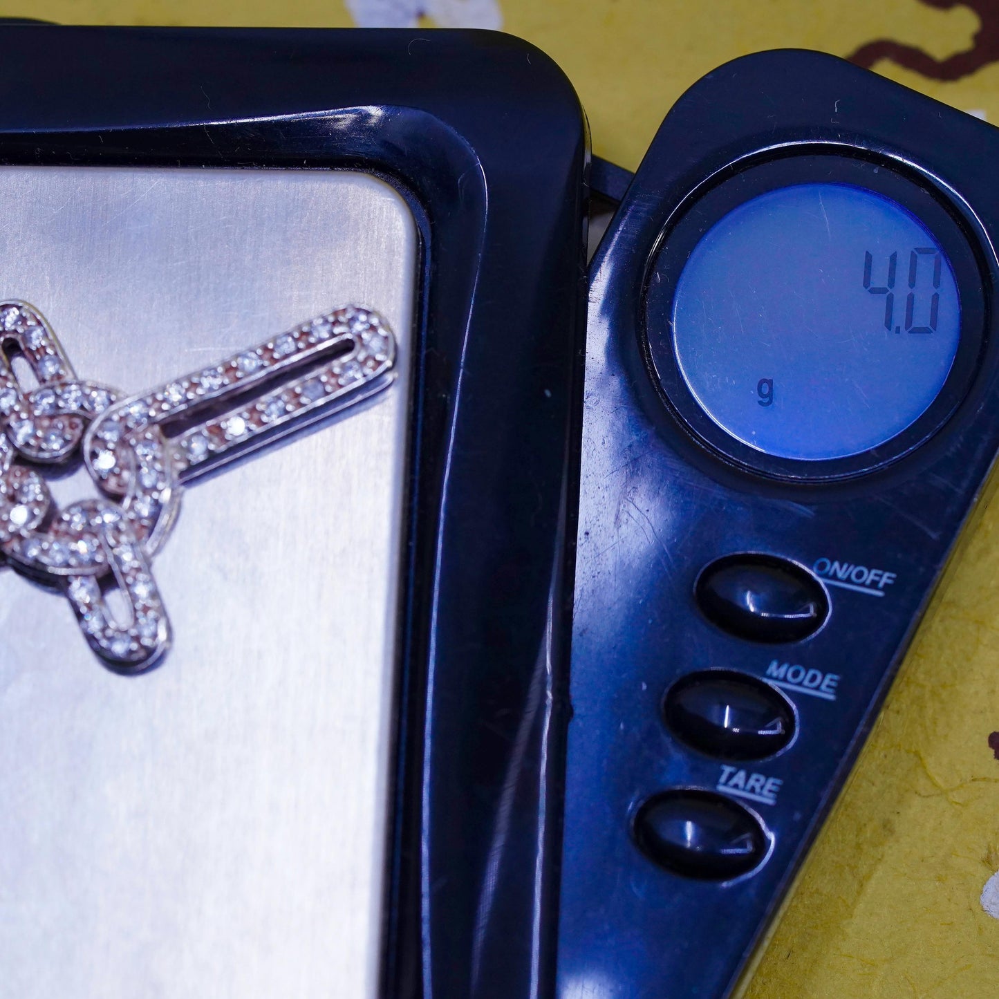 Vintage Sterling silver pendant, 925 cross with cluster cz