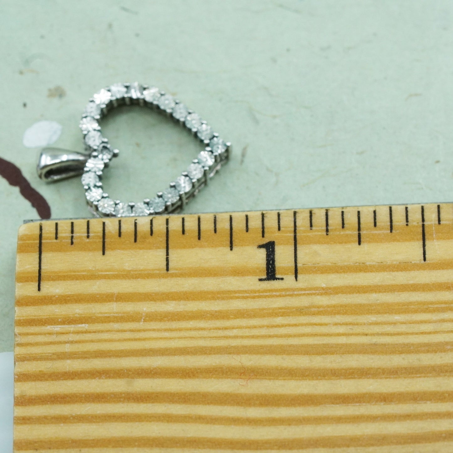 vintage Sterling silver Pendant, 925 heart with real diamond