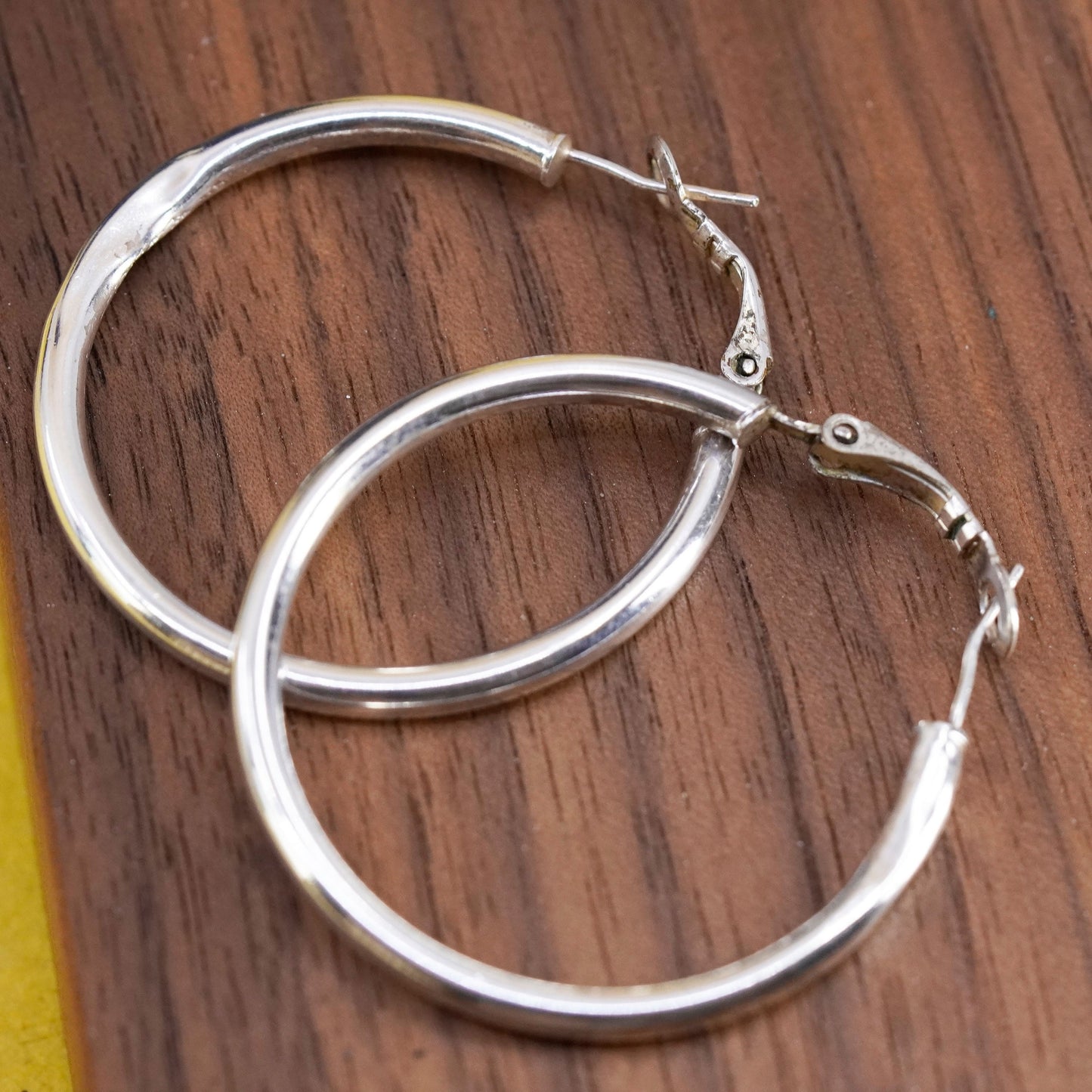 1.5”, (Dented) Sterling silver handmade hoop earrings, 925 huggie