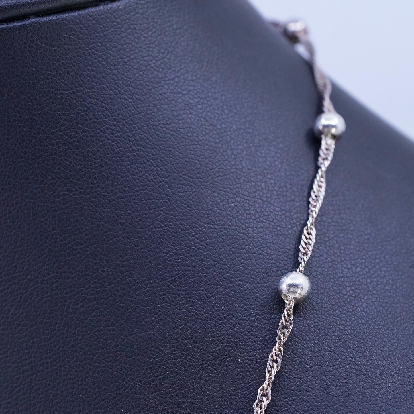 24", Italian Sterling 925 silver handmade twisted curb chain necklace 4mm beads