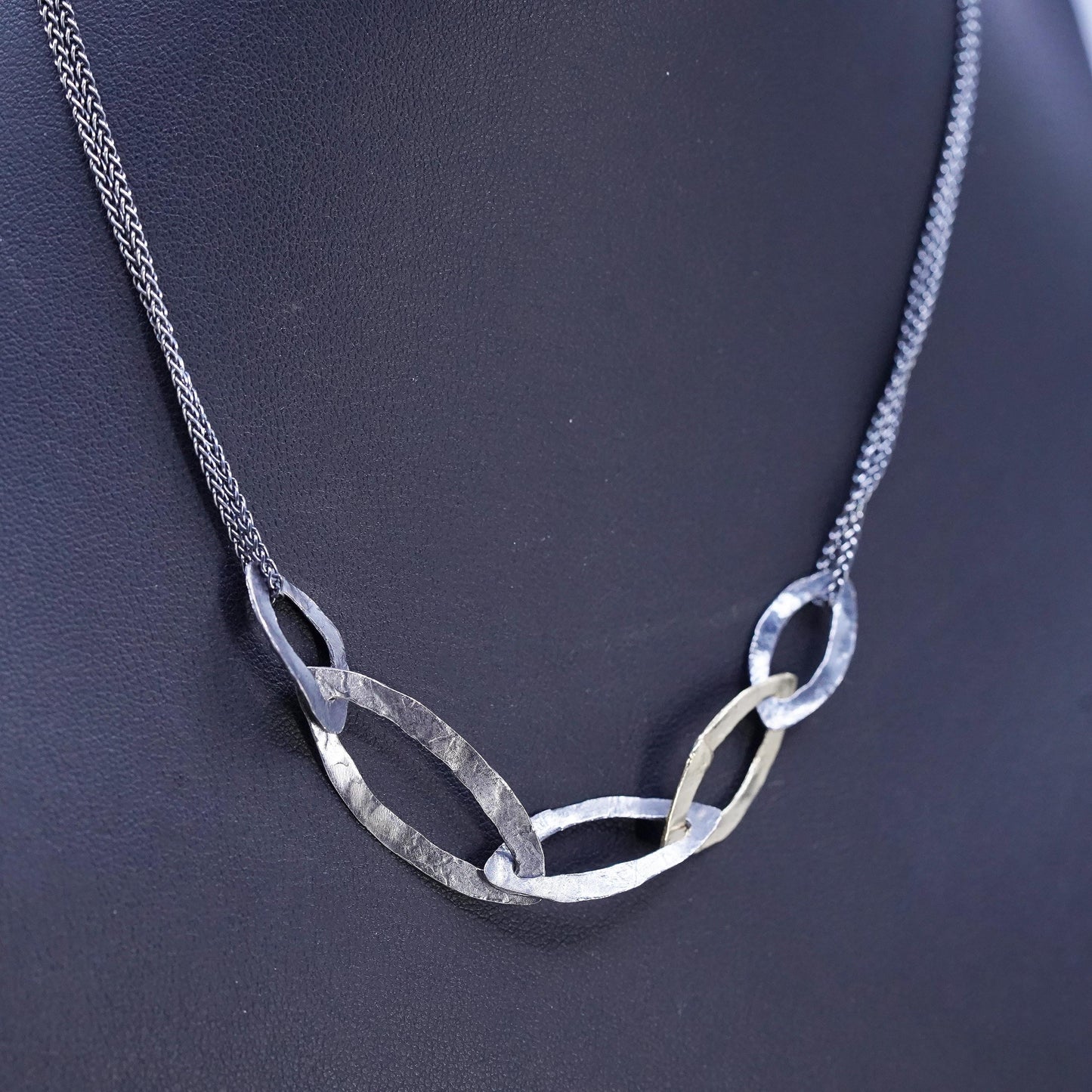 16+2", Silpada Sterling Silver 925 double strands wheat necklace leafy pendant