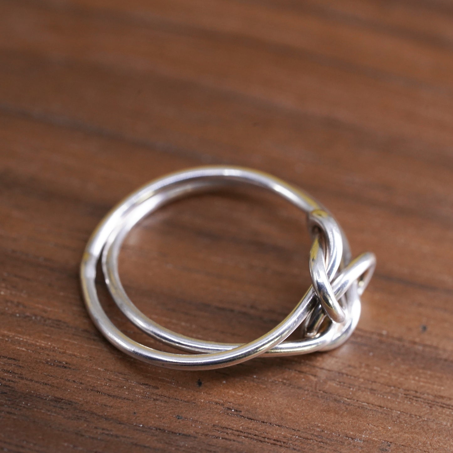 Size 6.5, vintage Sterling silver handmade ring, 925 double knitted heart band