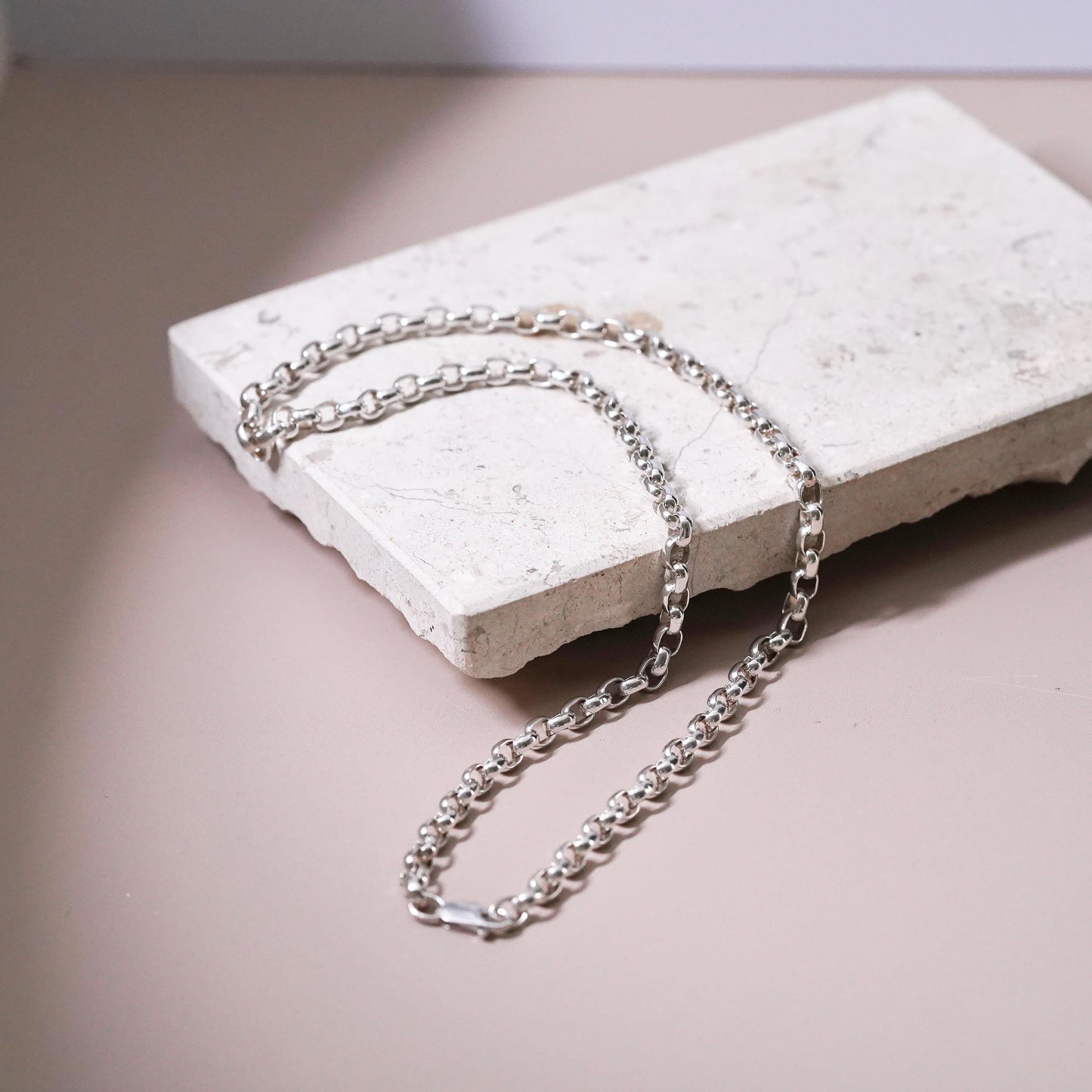 18”, vintage Prochain Sterling silver handmade necklace, bold 925 circle chain