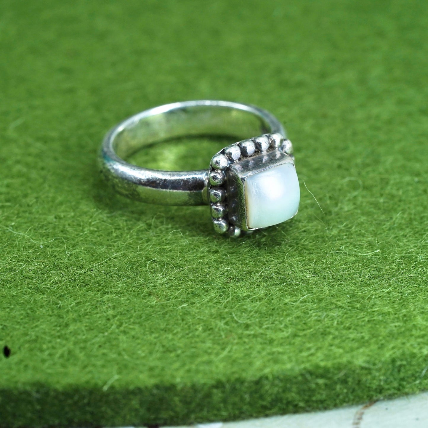 Size 6, retired Silpada Sterling 925 silver R1617 Button Frame Pearl Ring