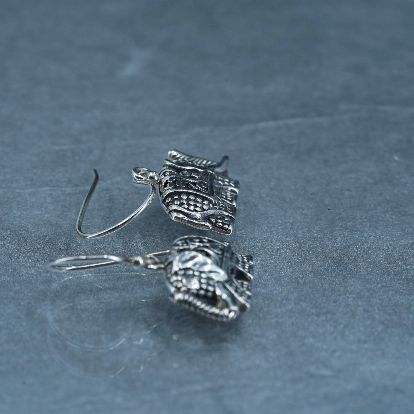 Vintage Sterling 925 silver filigree elephant earrings