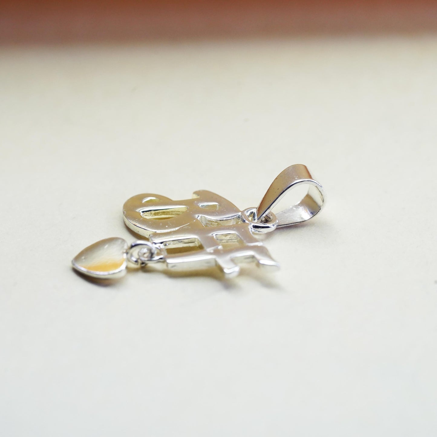 Vintage sterling silver charm, 925 BBF best friends forever pendant with heart