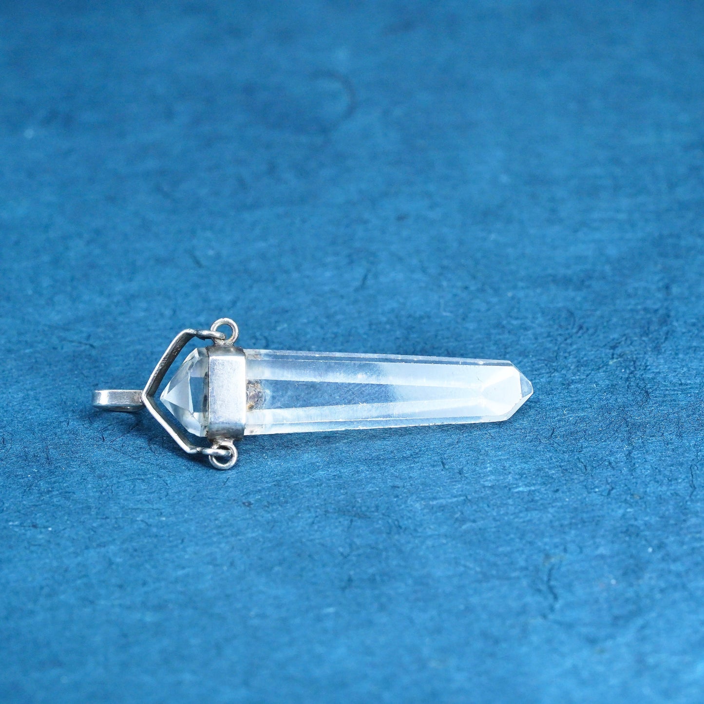 Vintage handmade sterling 925 silver charm pendant with healing crystal Ruby