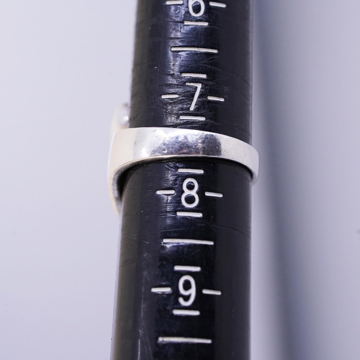 Size 7.5, vintage sterling silver handmade ribbed ring, 925 wavy band