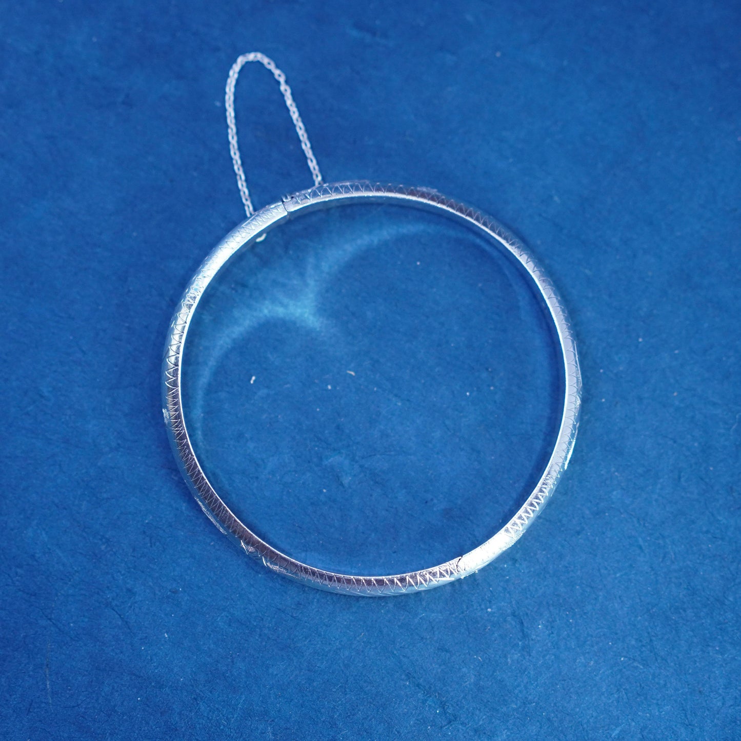 7.25”, sterling silver handmade bracelet, 925 flower floral textured bangle