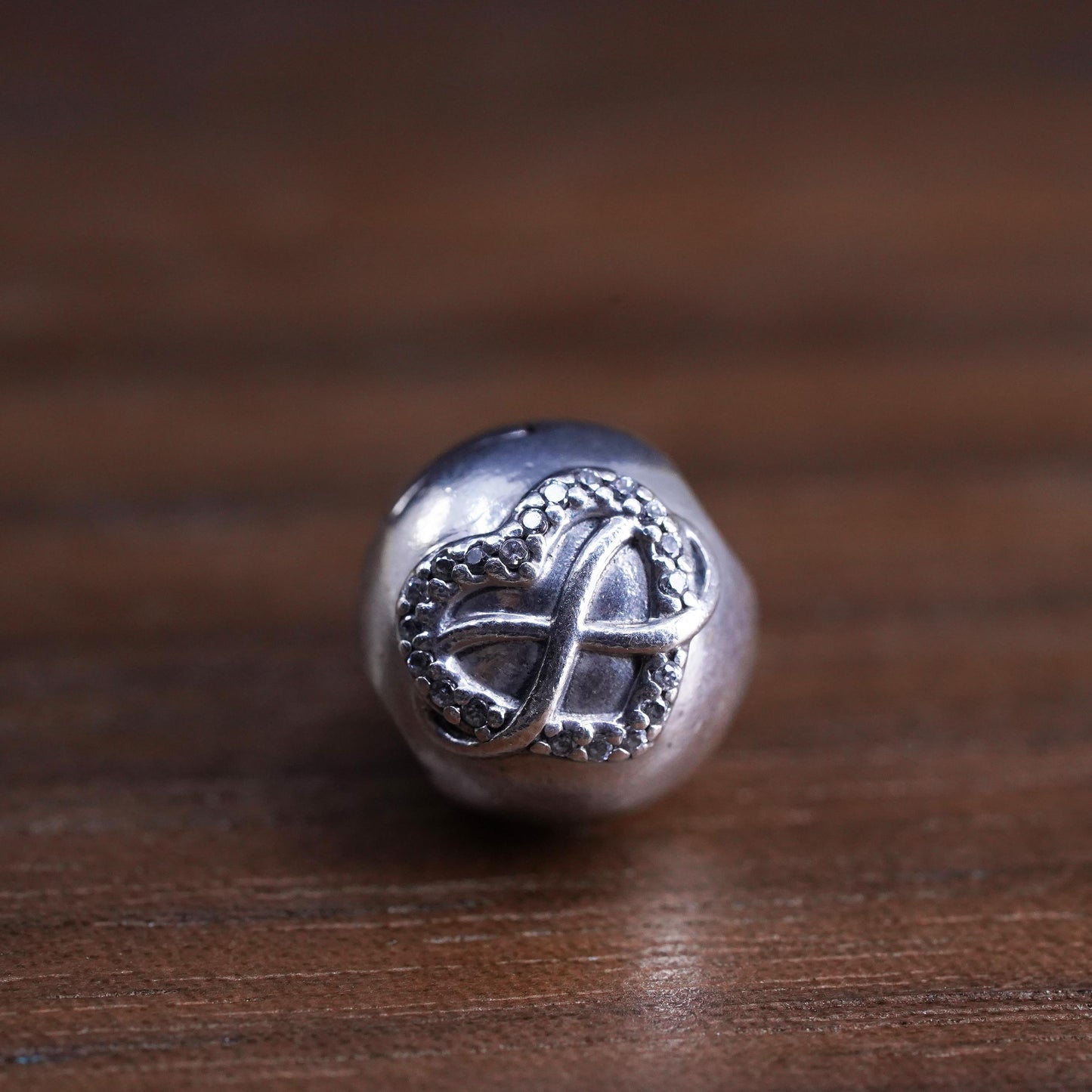 Vintage ALE Sterling silver handmade pendant, 925 heart bead charm