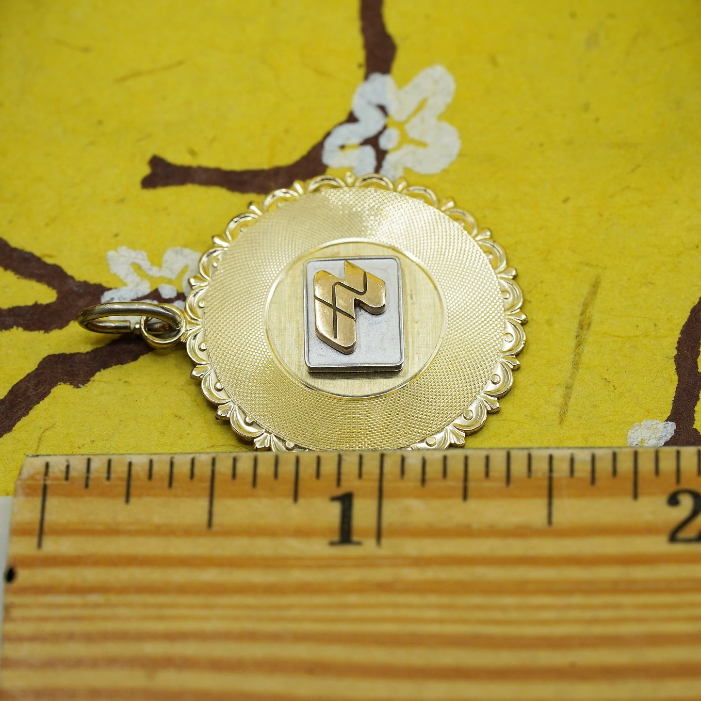 vintage 1/20 12K gold filled handmade charm, tag pendant