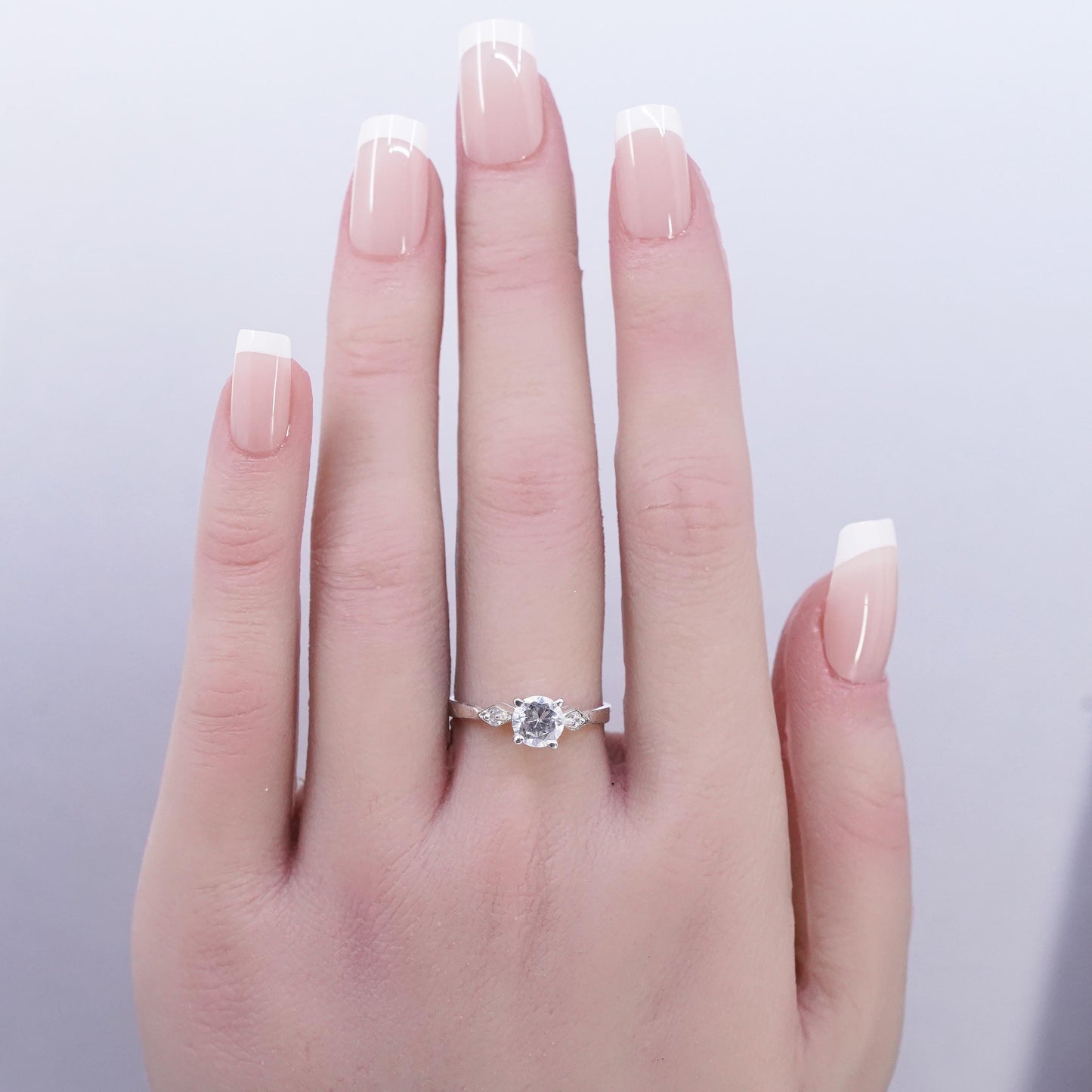 Size 7.75, vintage Sterling 925 silver statement engagement ring w/ cluster Cz