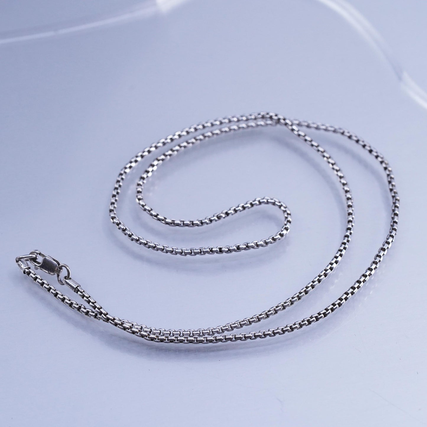 18” 1.6mm, vintage Italy 925 silver box chain necklace