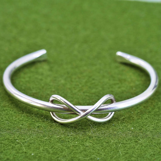 6.5”, vintage Sterling silver handmade bracelet, 925 knot cuff