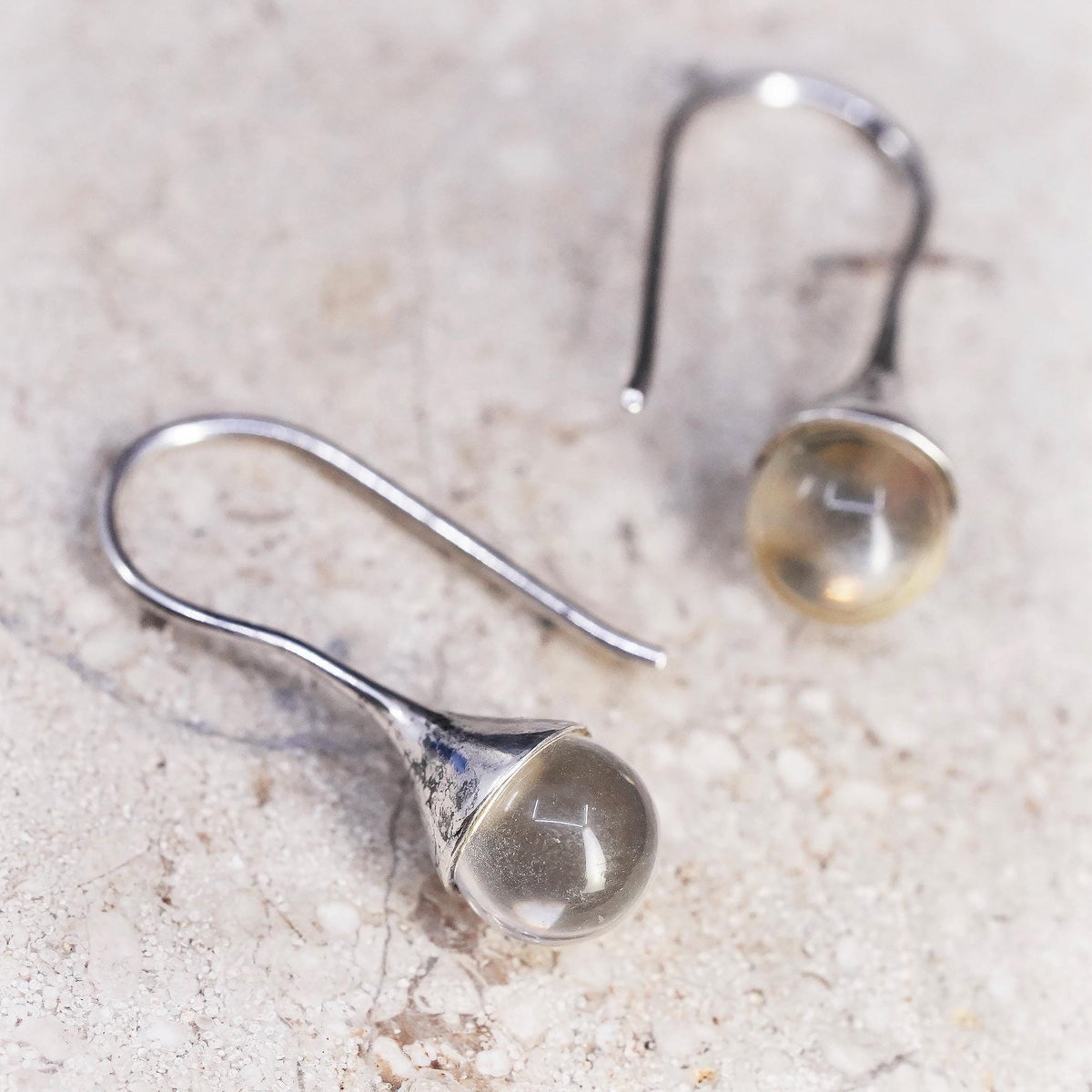 Vintage southwestern sterling 925 silver teardrop earrings with clear crystal
