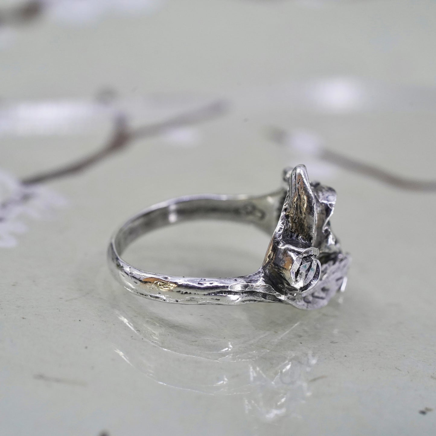 Size 6, vintage southwestern Sterling 925 silver handmade rose ring