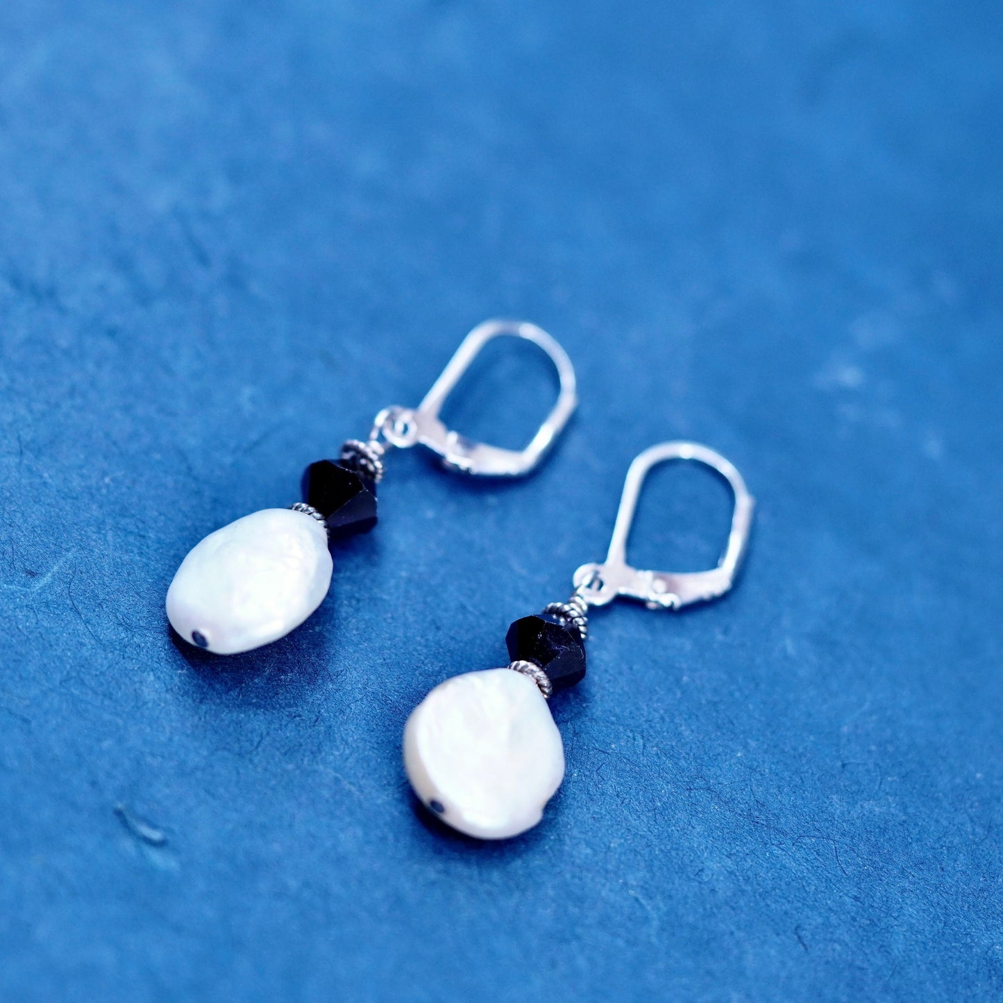 Vintage Sterling silver 925 handmade earrings with coin pearl