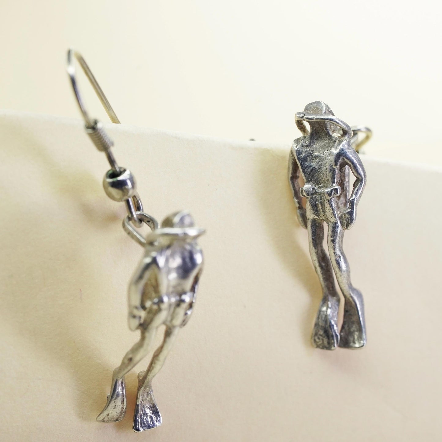 Vintage sterling 925 silver handmade diver drop earrings