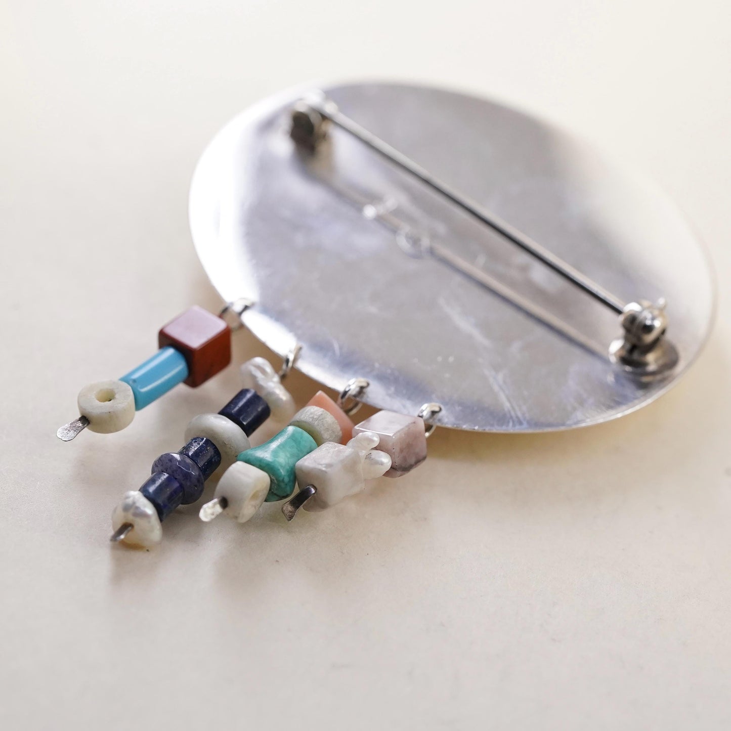 GFMW Great Falls Metal Works sterling 925 silver brooch turquoise pearl lapis