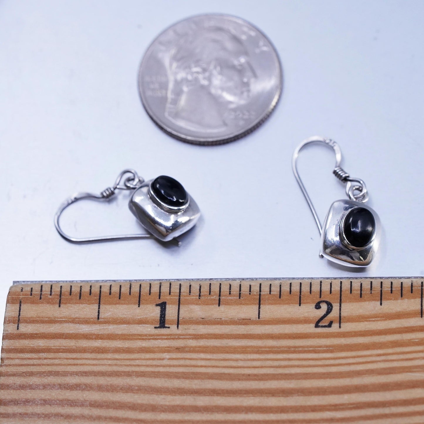 Vintage Sterling 925 silver handmade earrings with black onyx