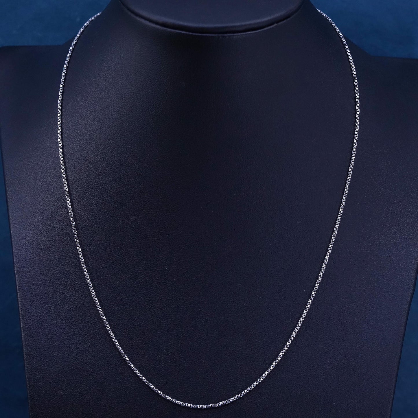 18", 1mm, vintage Sterling silver handmade necklace, 925 box chain