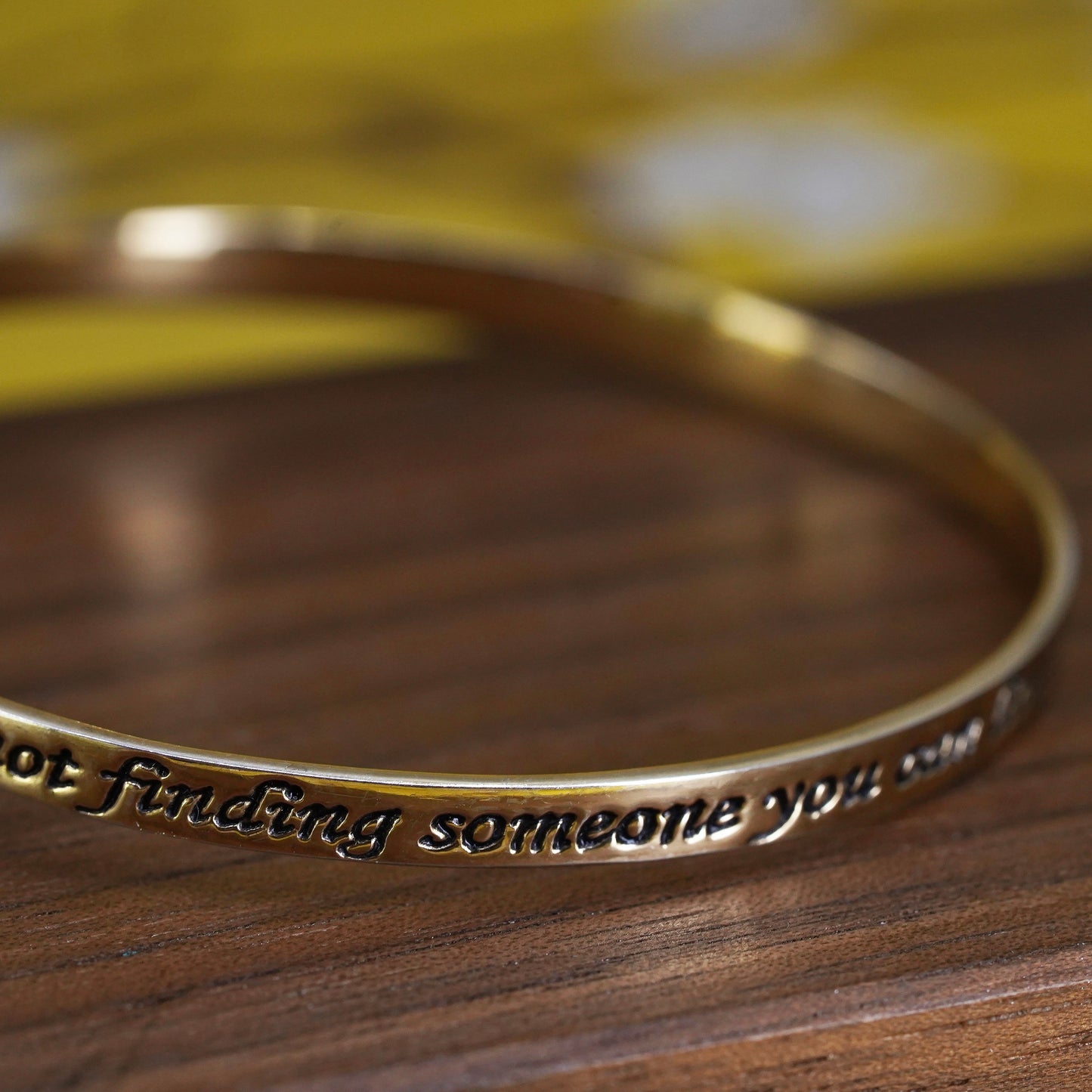7", Vermeil gold over Sterling silver bracelet, 925 bangle “love is not finding