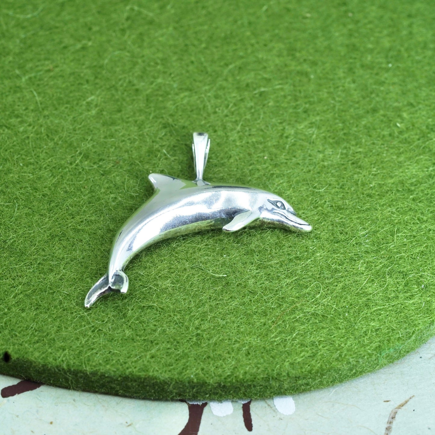 Vintage Kabana sterling silver handmade pendant, 925 Dolphins