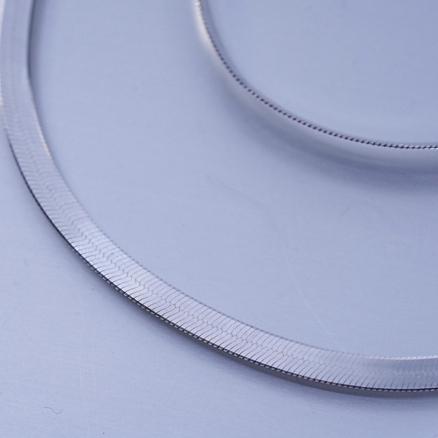 16” 5mm, vintage Italian Sterling 925 silver herringbone chain necklace