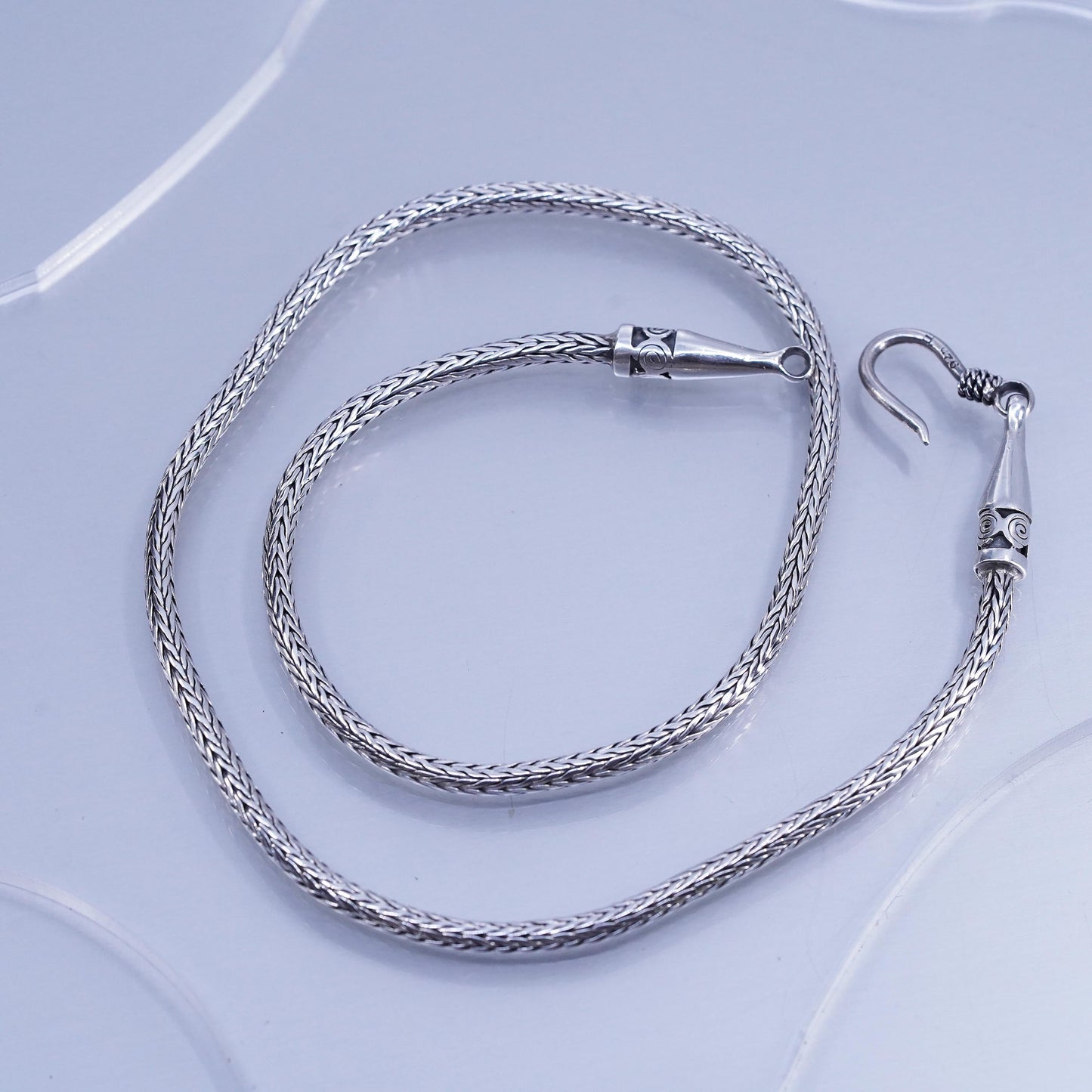 18” 3mm, vintage Sterling 925 silver handmade wheat chain necklace