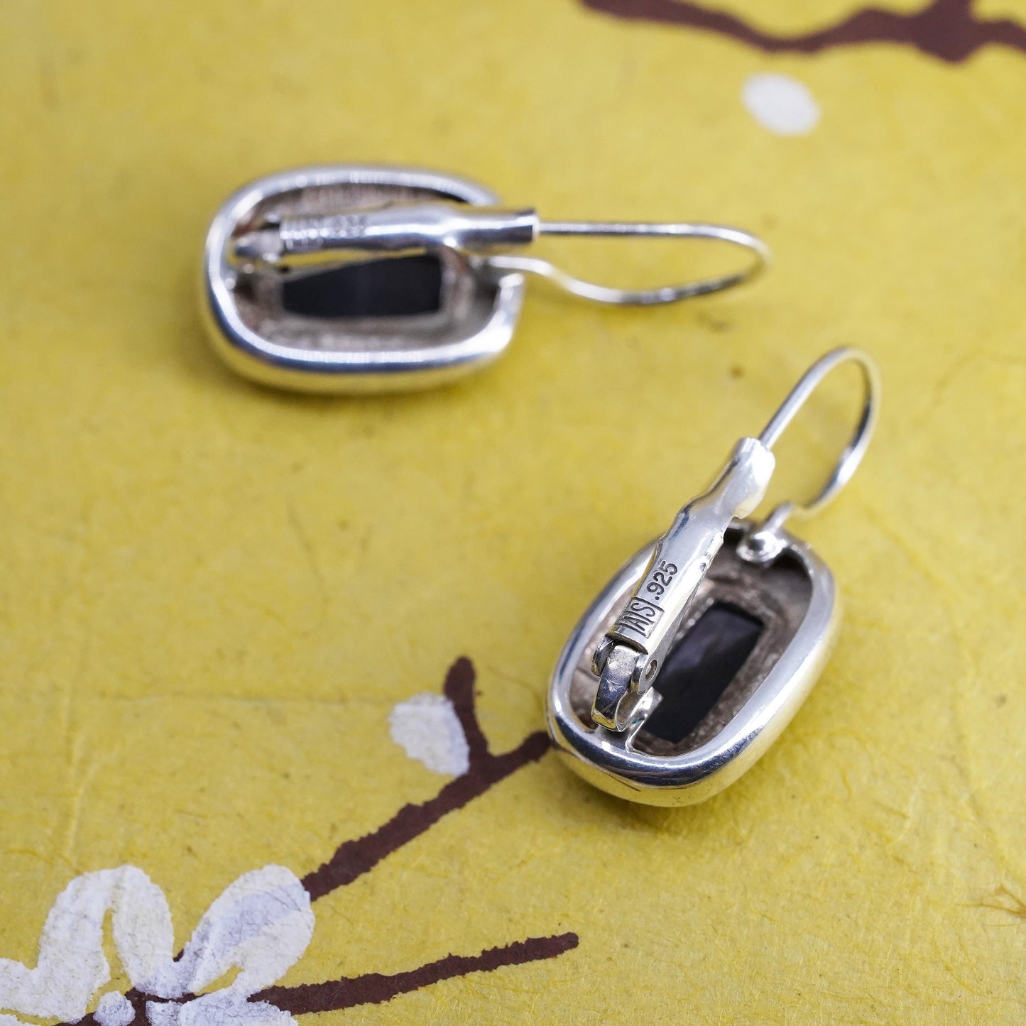 Vintage Sterling 925 silver handmade earrings with abalone and beads around