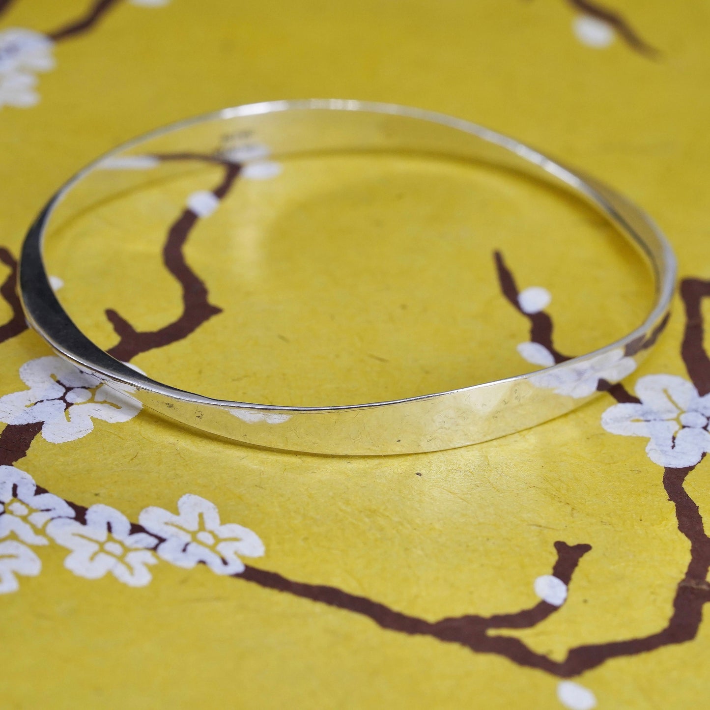 7.25", Ed Levin Sterling Silver Signature Slide Bracelet hammered 925 bangle