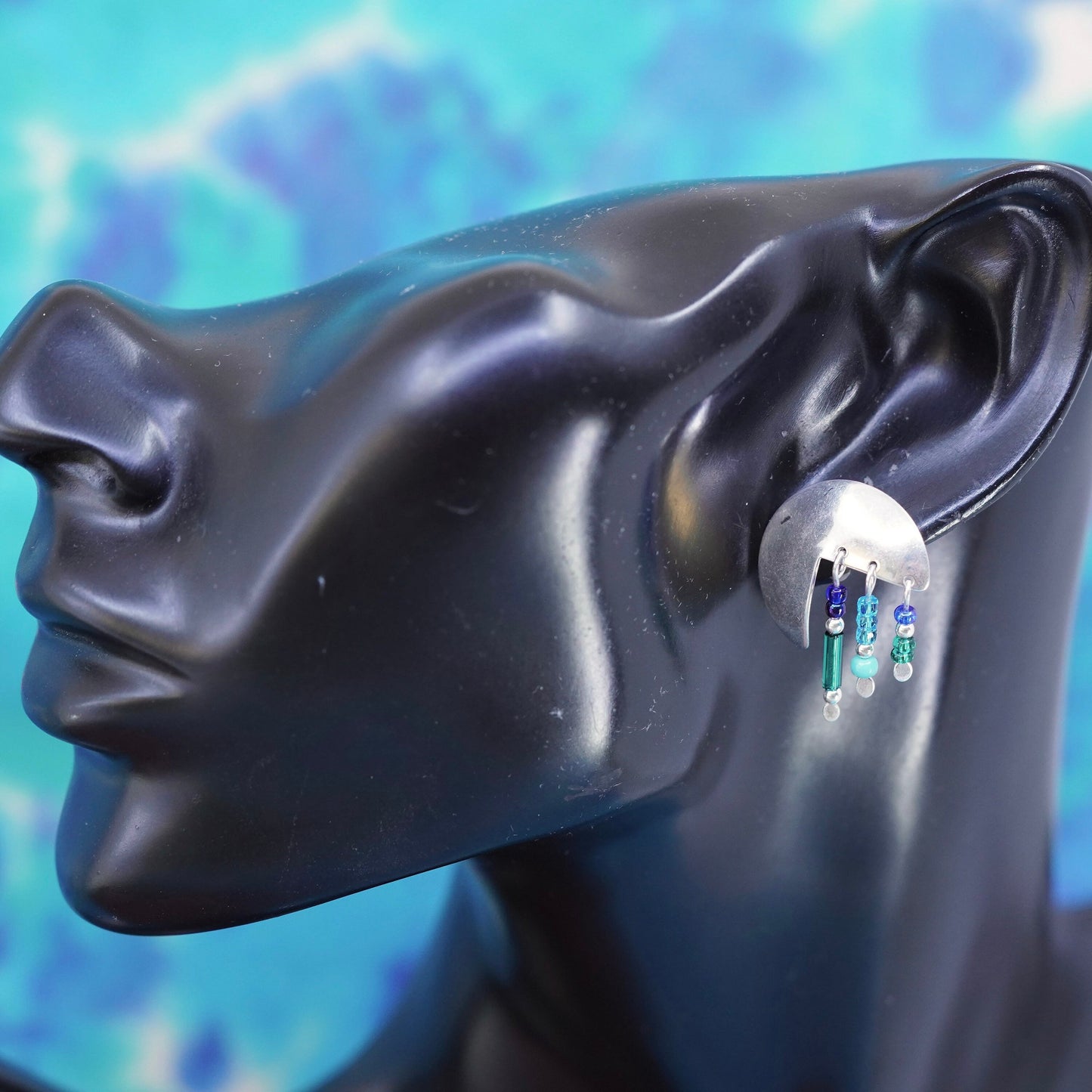 0.75”, Native American Sterling silver earrings, 925 studs with turquoise beads