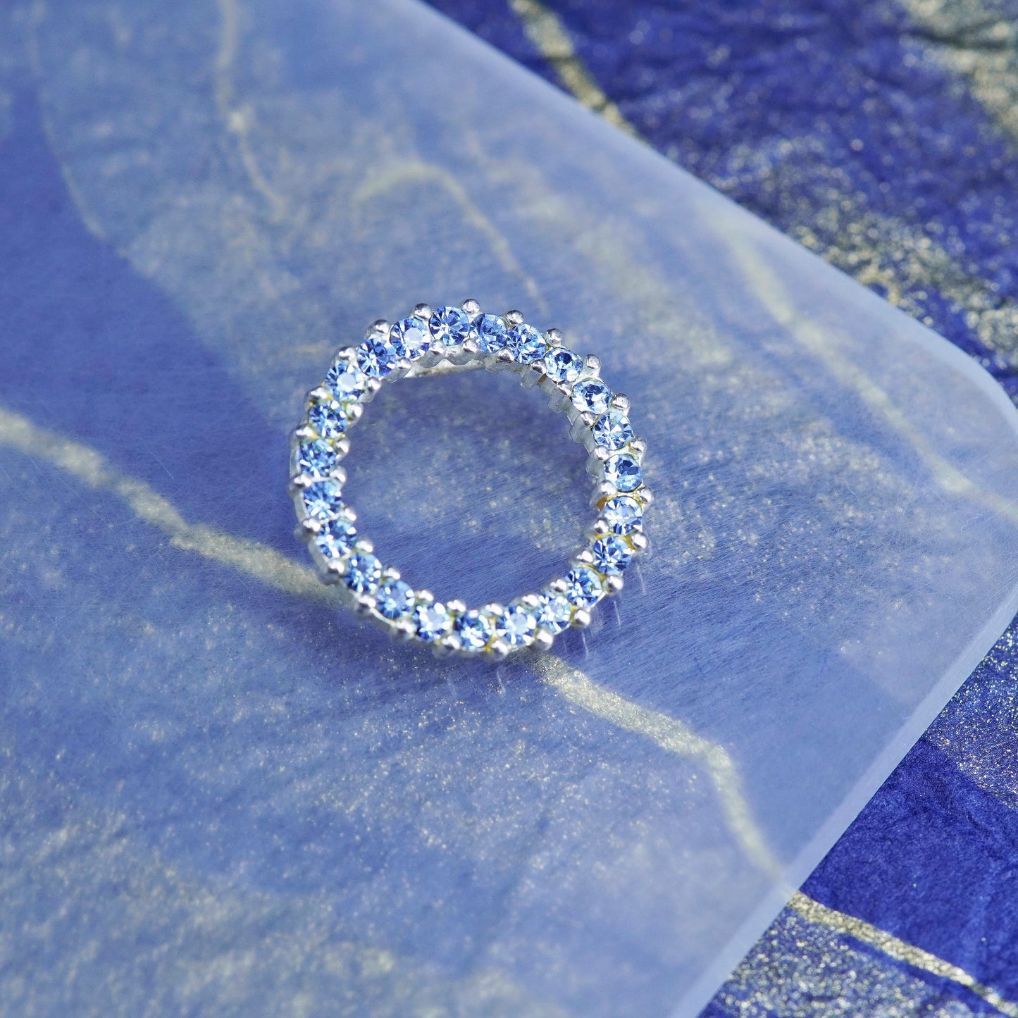 0.5”, Vintage Sterling silver handmade pedant, 925 circle with cluster crystal