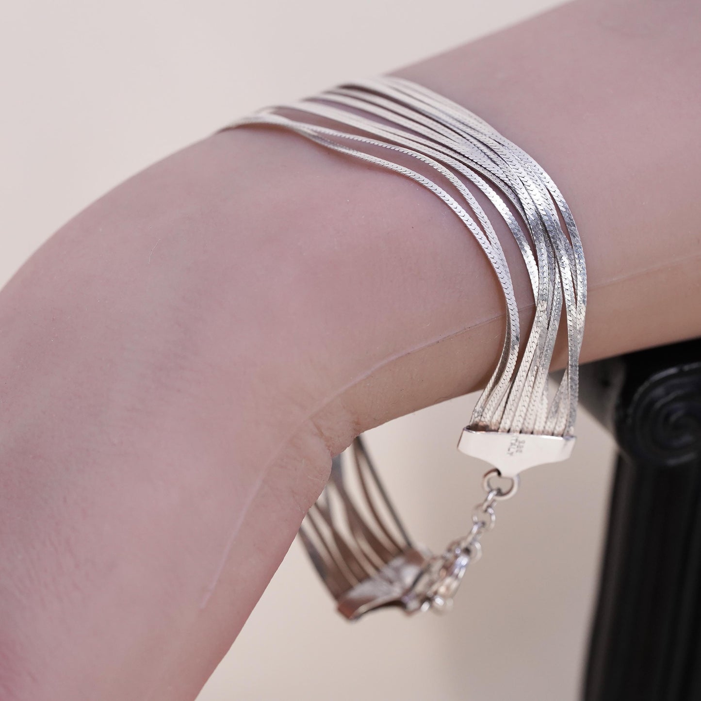 7+1”, Dyadema Italian multi 10 strands sterling silver bracelet 925 herringbone