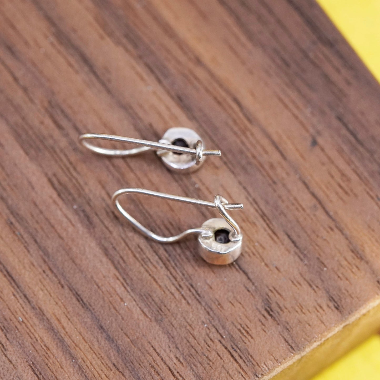 Vintage Sterling 925 silver handmade earrings with ruby