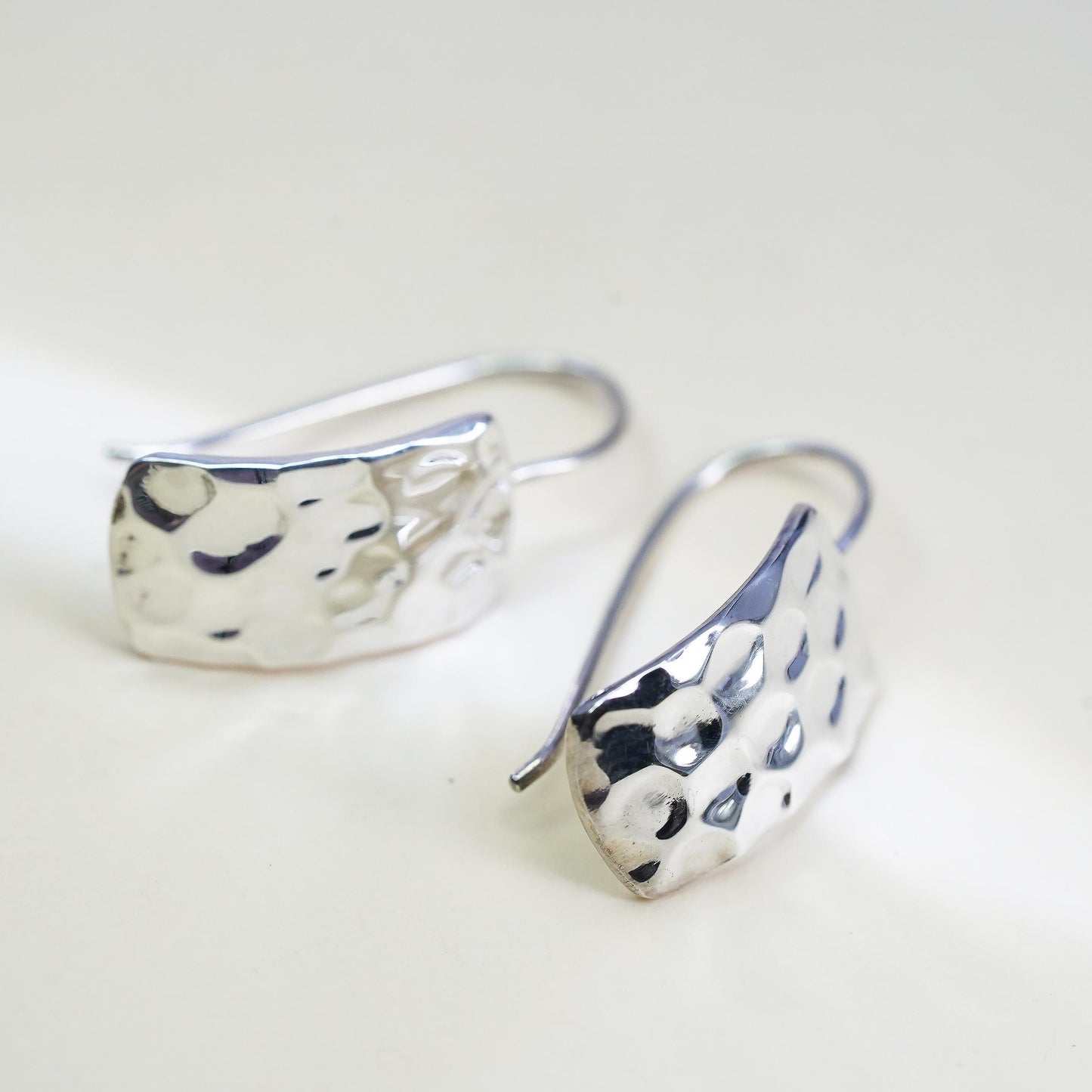 VTG Silpada 925 Sterling Silver Hammered Rectangle French Hook Earrings W0991