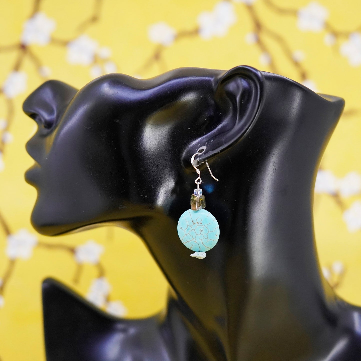 Vintage Sterling 925 silver handmade earrings with turquoise