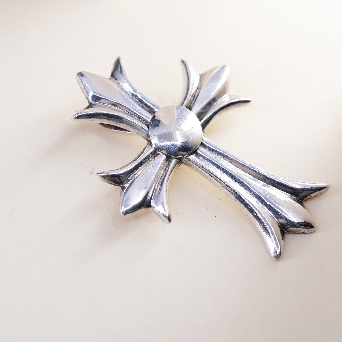 Vintage Irish sterling silver handmade pendant, huge 925 cross