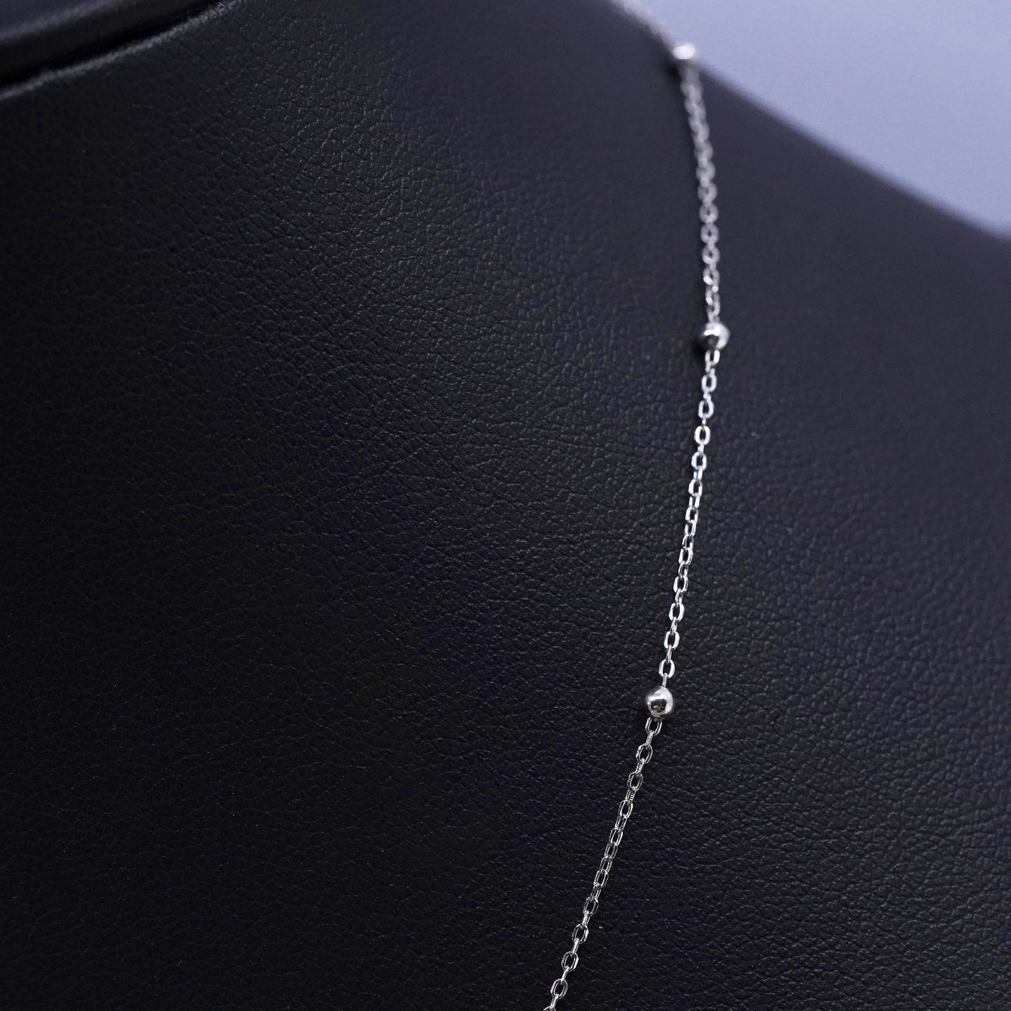 12+4”, 1mm, Vintage Sterling silver necklace, 925 bead chain