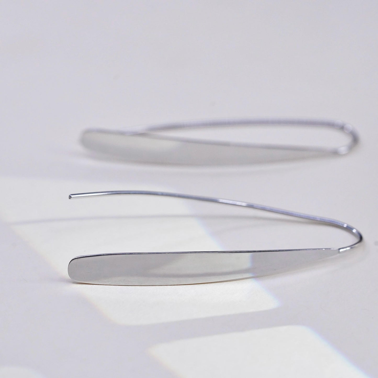 Vintage Sterling Silver Threader Earrings, Long Bar Drops, Modern Dangles