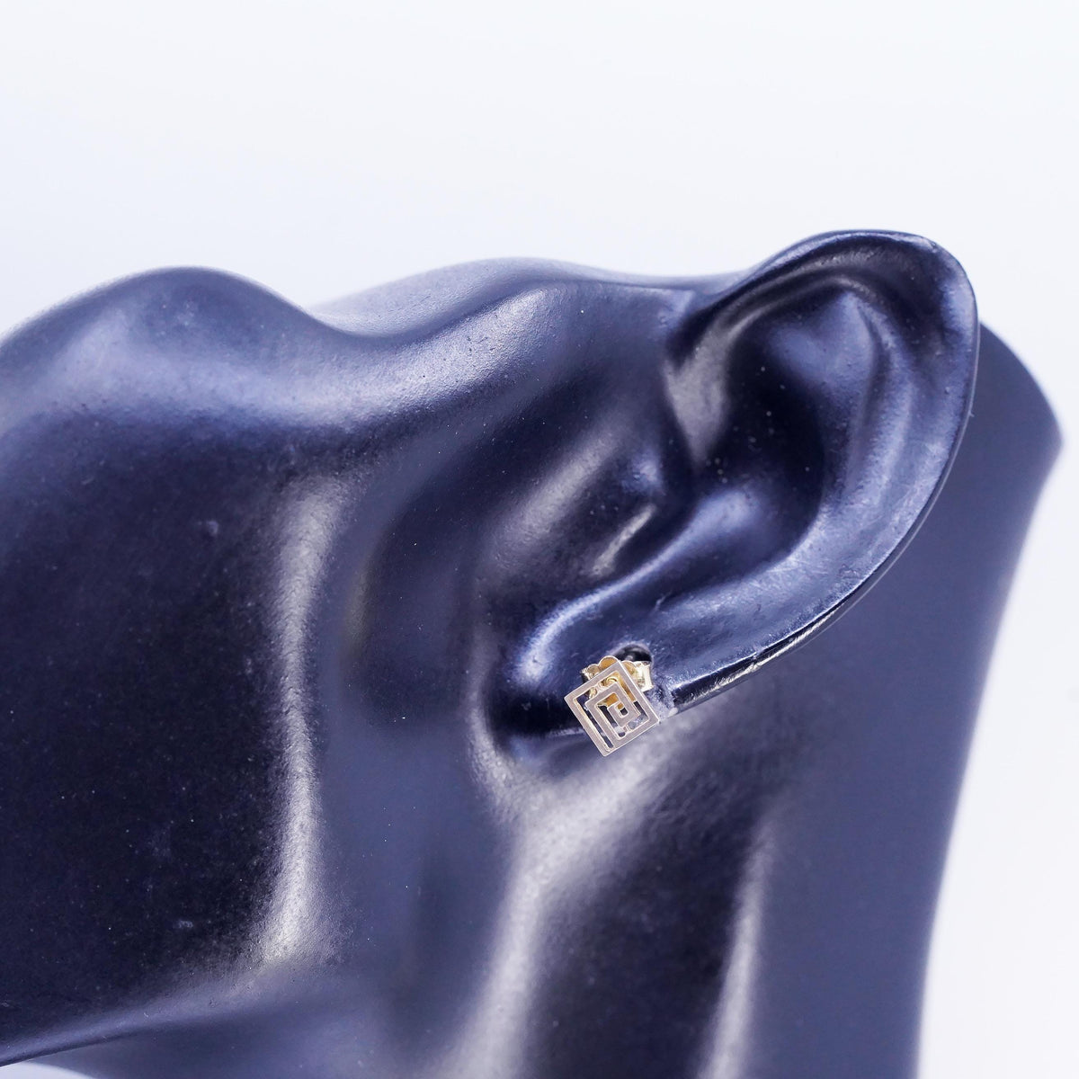 Vintage vermeil gold over Sterling 925 silver studs earrings Greek key cut out,