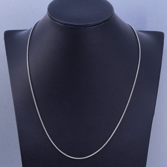 18” 1mm, vintage Italy Sterling 925 silver popcorn chain necklace