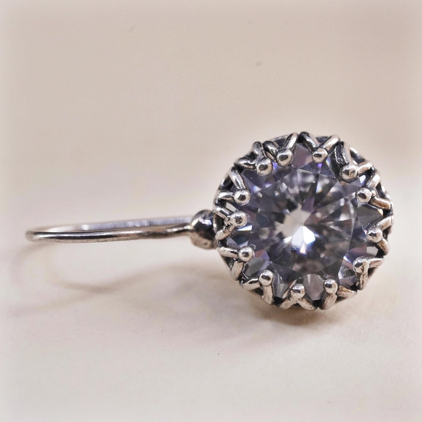 VTG Or Paz Israel “b” Modernist Sterling Silver 925 single earring circle cz