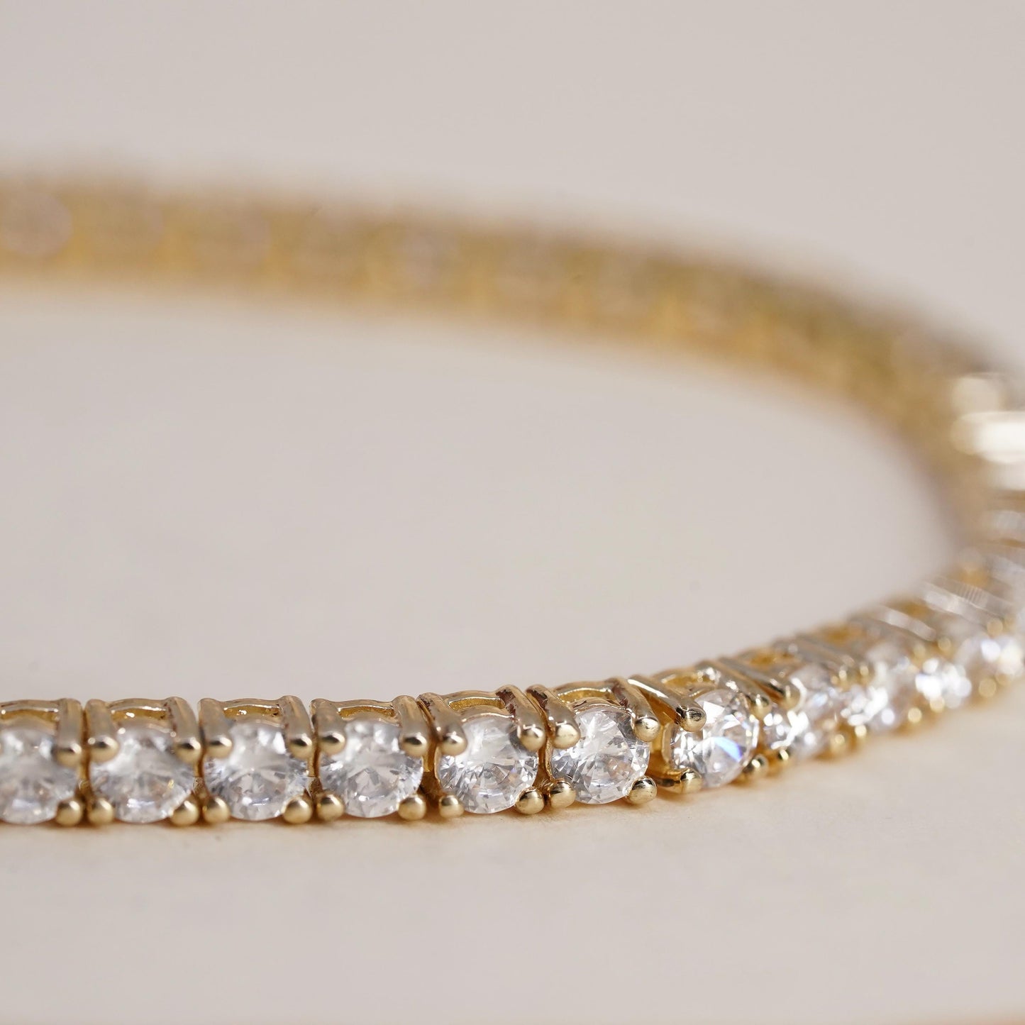 7", Vintage vermeil gold over Sterling 925 silver tennis bracelet with cz