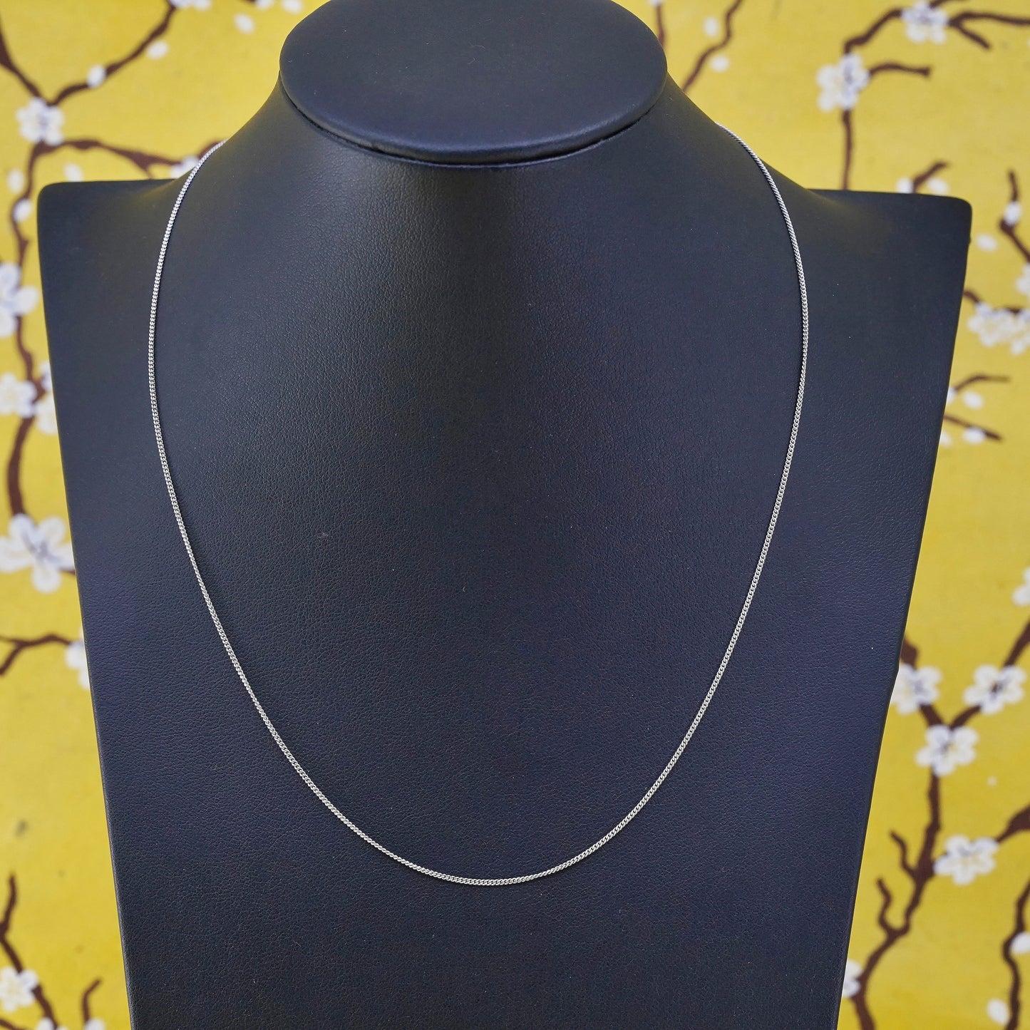 18" 1mm, vintage Sterling silver necklace, 925 curb chain
