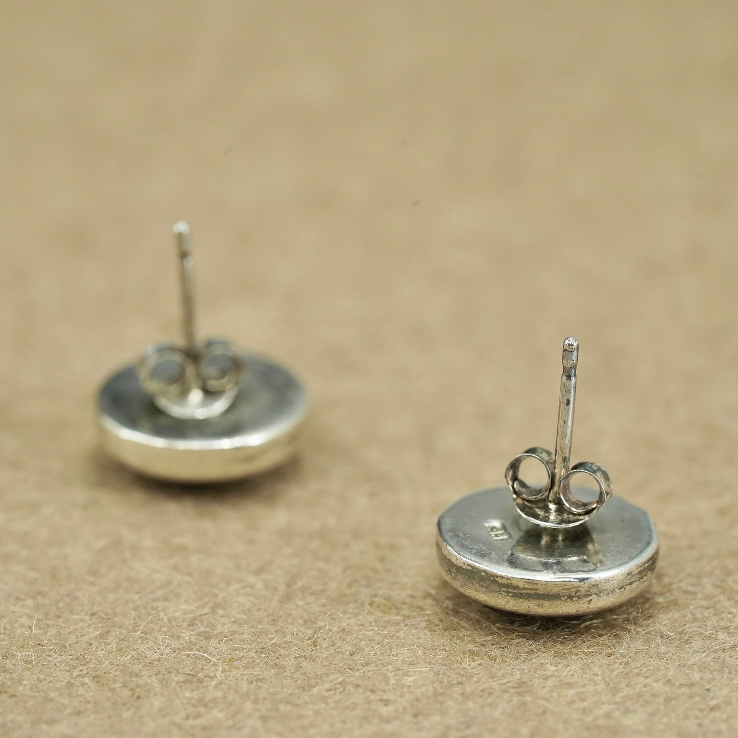 Vintage Sterling 950 silver handmade earrings, studs with rutilated quartz