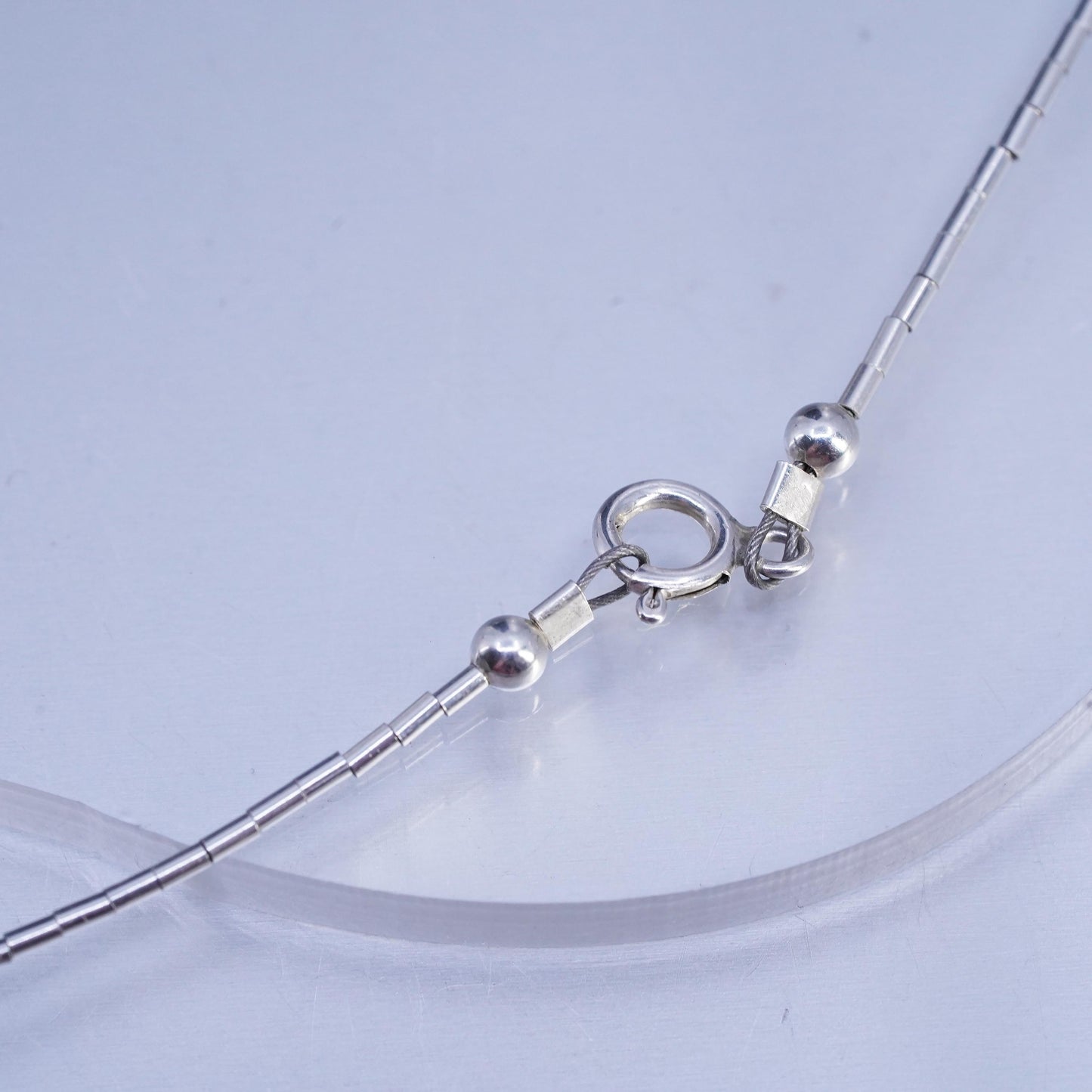 14”, Native American Sterling 925 liquid silver necklace pink crystal beads