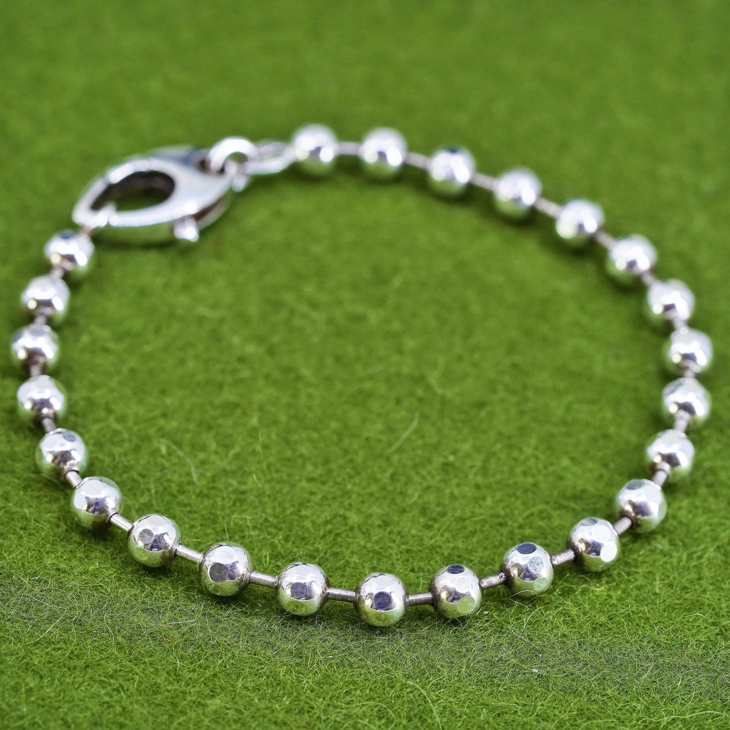 7.25” 5mm, Vintage sterling silver bracelet, 925 5mm bead chain